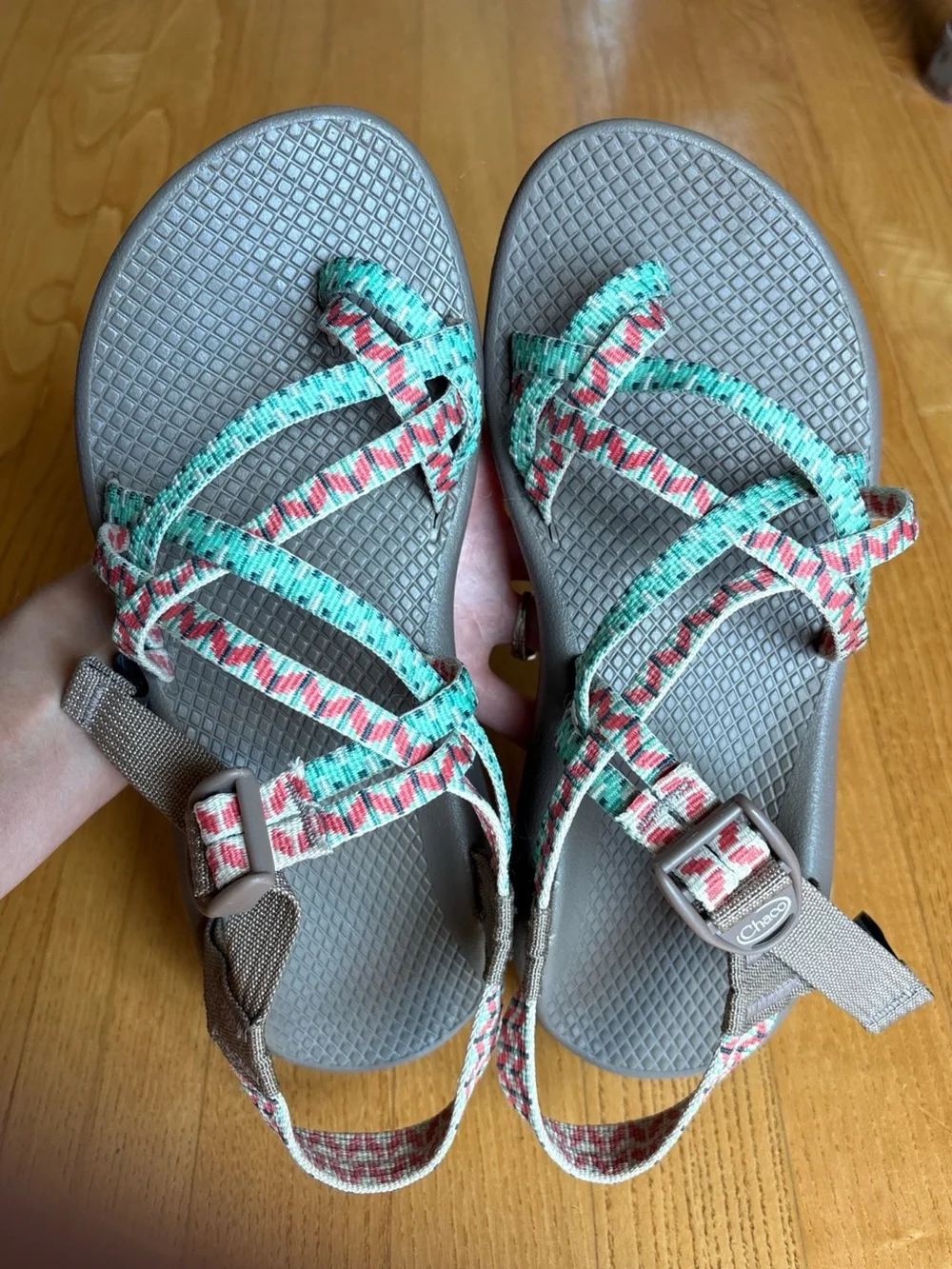 Chaco ZX/2 Classic Sandals Dolman Pine Taupe Red Green Womens Sz 8 Hiking Arch